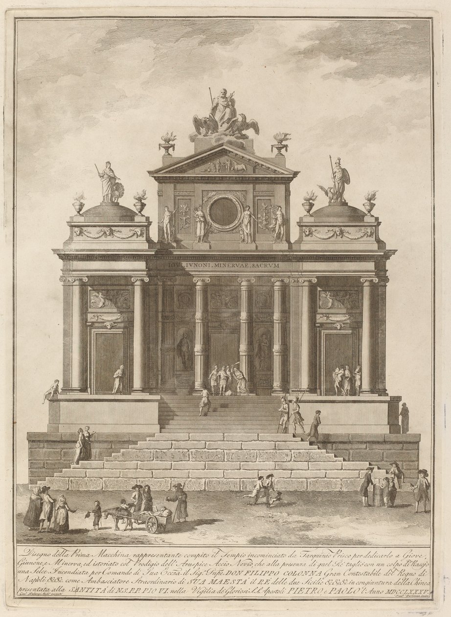 Un tempio dedicato a Giove, Giunone e Minerva, per il festival della "Chinea" da Francesco Barbazza after Giuseppe Palazzi