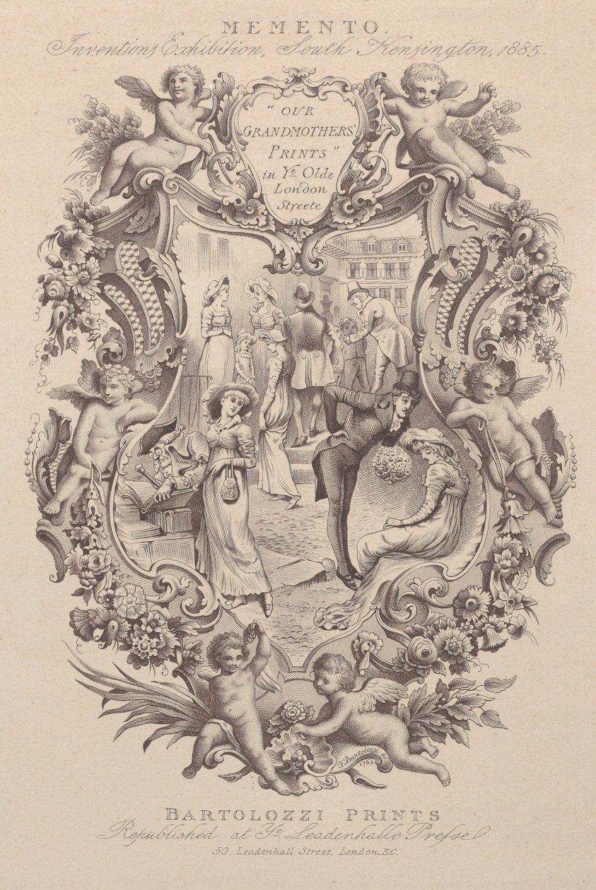 Pubblicità per Memento, Esposizione delle Invenzioni, South Kensington, 1885, ca. 1885 da Francesco Bartolozzi