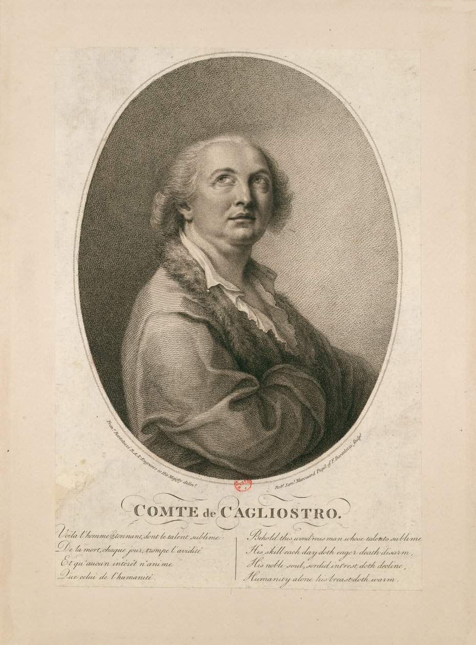 Conte Alessandro di Cagliostro 1743-1795 da Francesco Bartolozzi