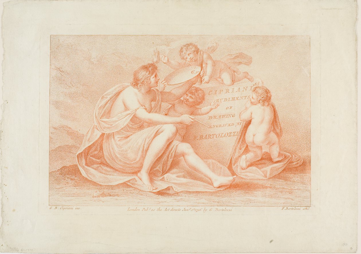 Frontespizio da "Rudimenti di disegno" di Cipriani da Francesco Bartolozzi