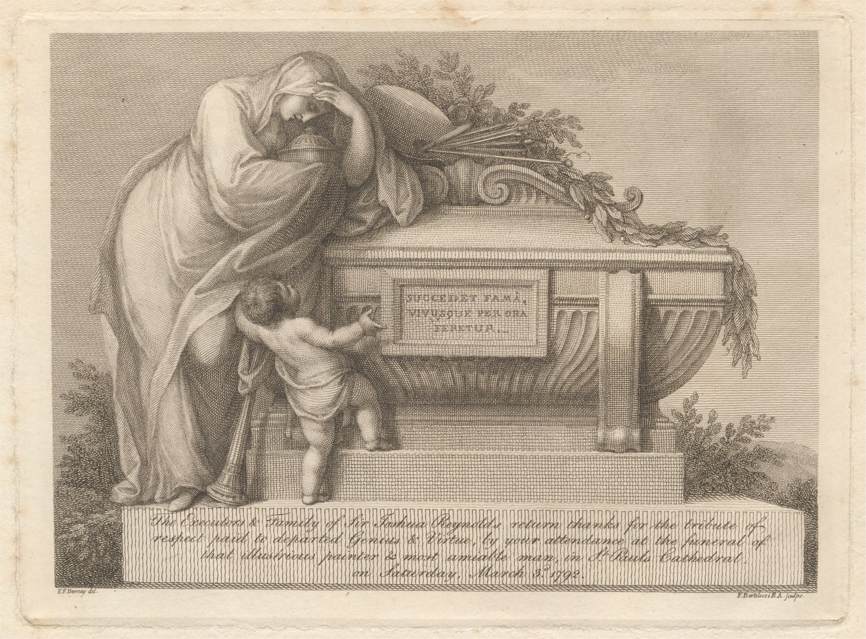 Biglietto Funebre di Sir Joshua Reynolds da Francesco Bartolozzi