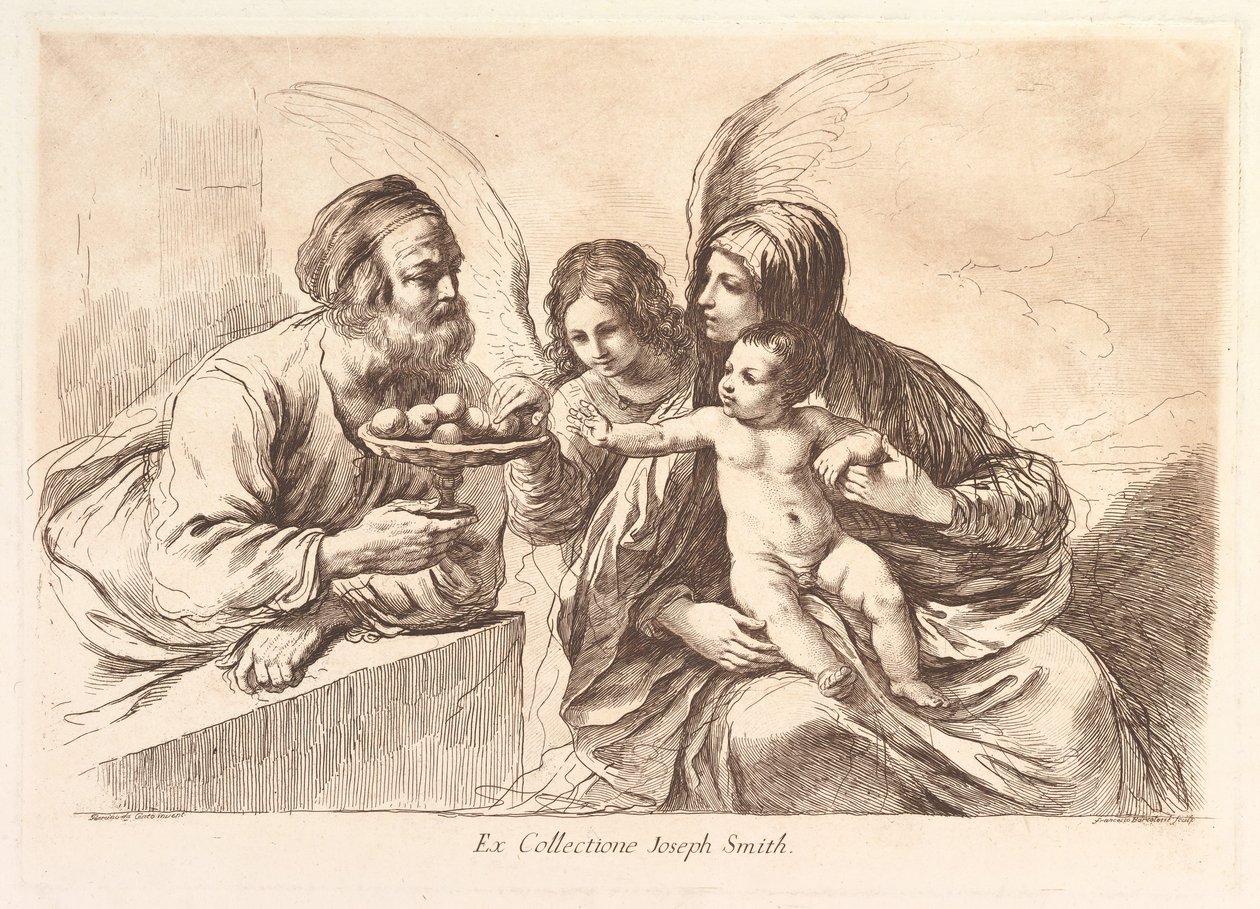 Sacra Famiglia con un angelo che offre frutta al Bambino Gesù: Raccolta di alcuni disegni da Francesco Bartolozzi