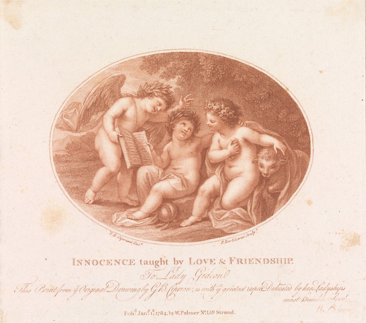 Unschuld gelehrt durch Liebe und Freundschaft da Francesco Bartolozzi