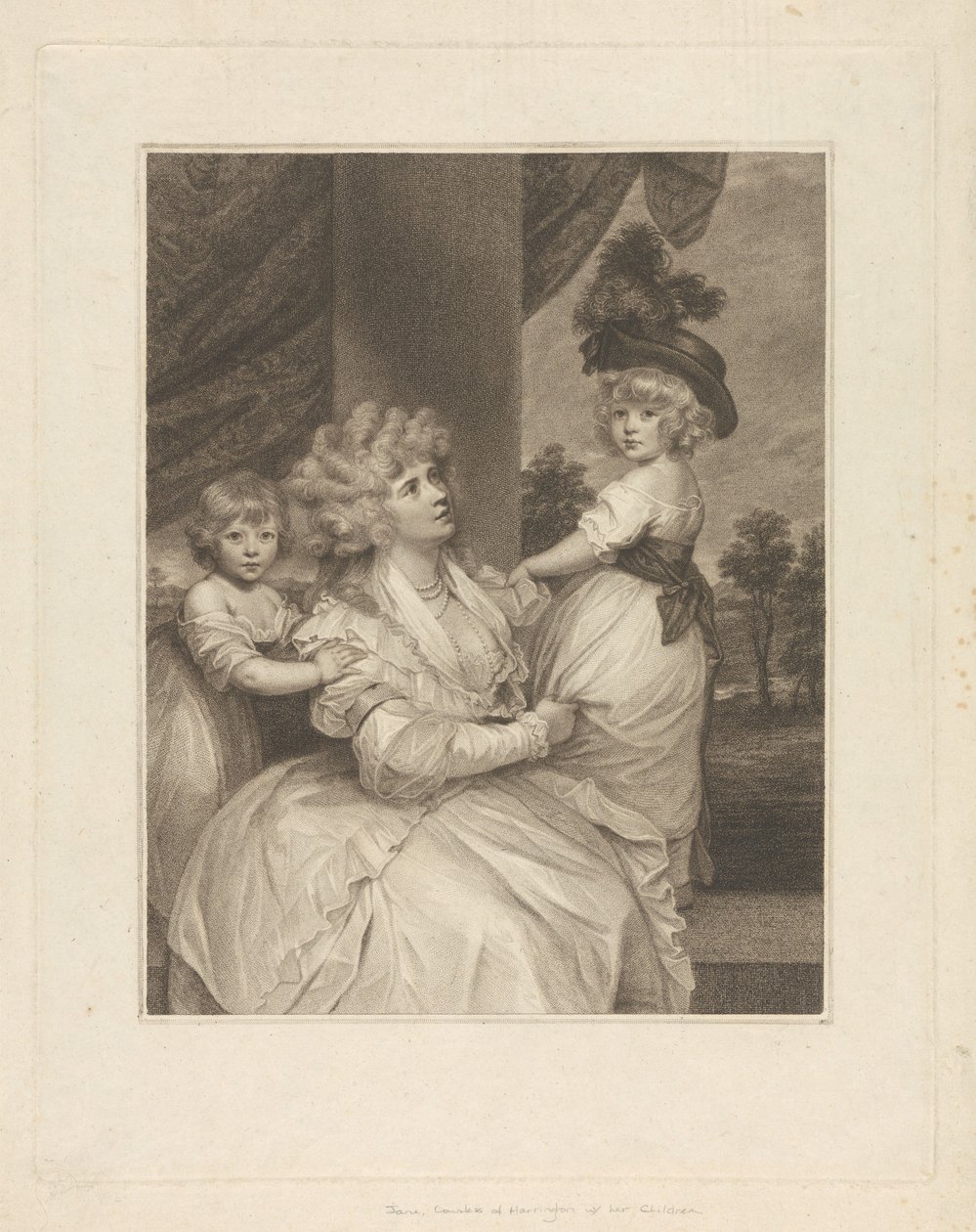 Jane, contessa di Harrington, con i suoi figli, Lord Petersham e l