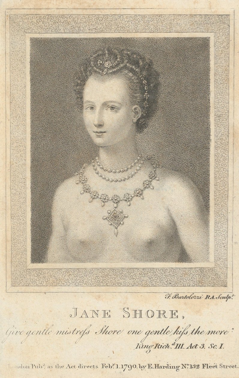Jane Shore: Dai alla gentile signora Shore un altro bacio gentile Shakespeare, 1 febbraio 1790 da Francesco Bartolozzi