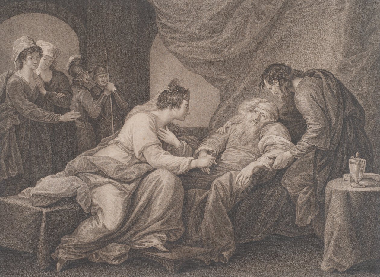 Re Lear e Cordelia, Shakespeare, Re Lear, Atto 4, Scena 7, ca. 1783 da Francesco Bartolozzi