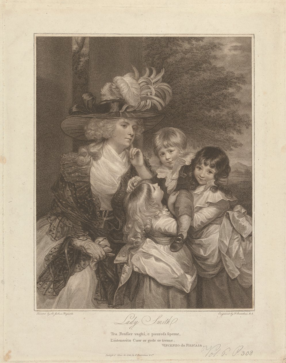 Lady Charlotte Smith e i suoi Figli; George Henry, Louisa e Charlotte da Francesco Bartolozzi