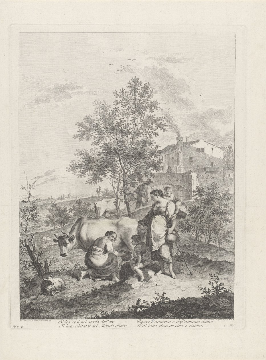 Paesaggio con mungitrice di mucche da Francesco Bartolozzi
