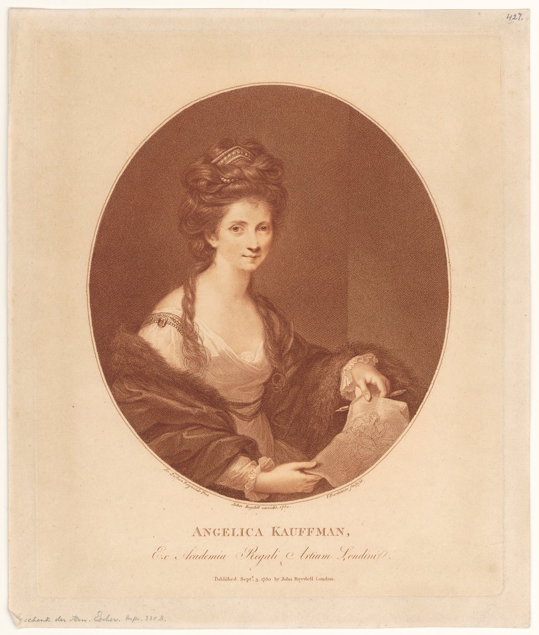 Ritratto di Angelika Kauffmann da Francesco Bartolozzi