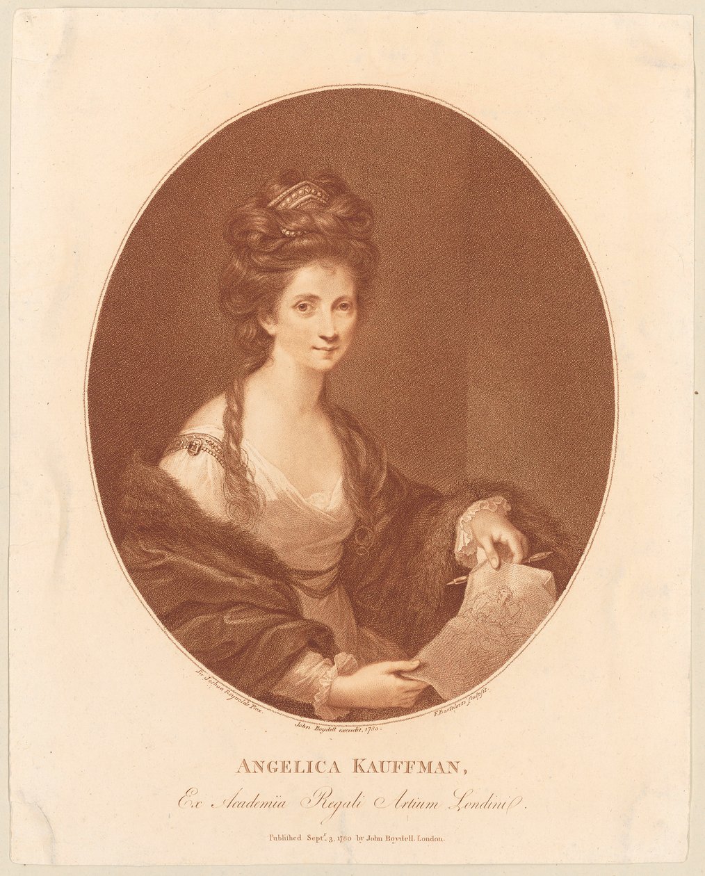 Porträt von Angelika Kauffmann da Francesco Bartolozzi