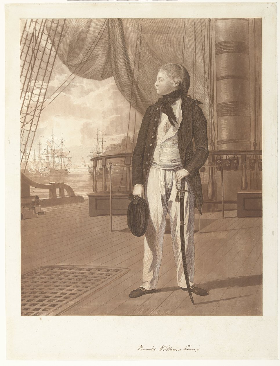 Ritratto del Principe William Henry a bordo di una nave da guerra della Marina Reale Britannica da Francesco Bartolozzi