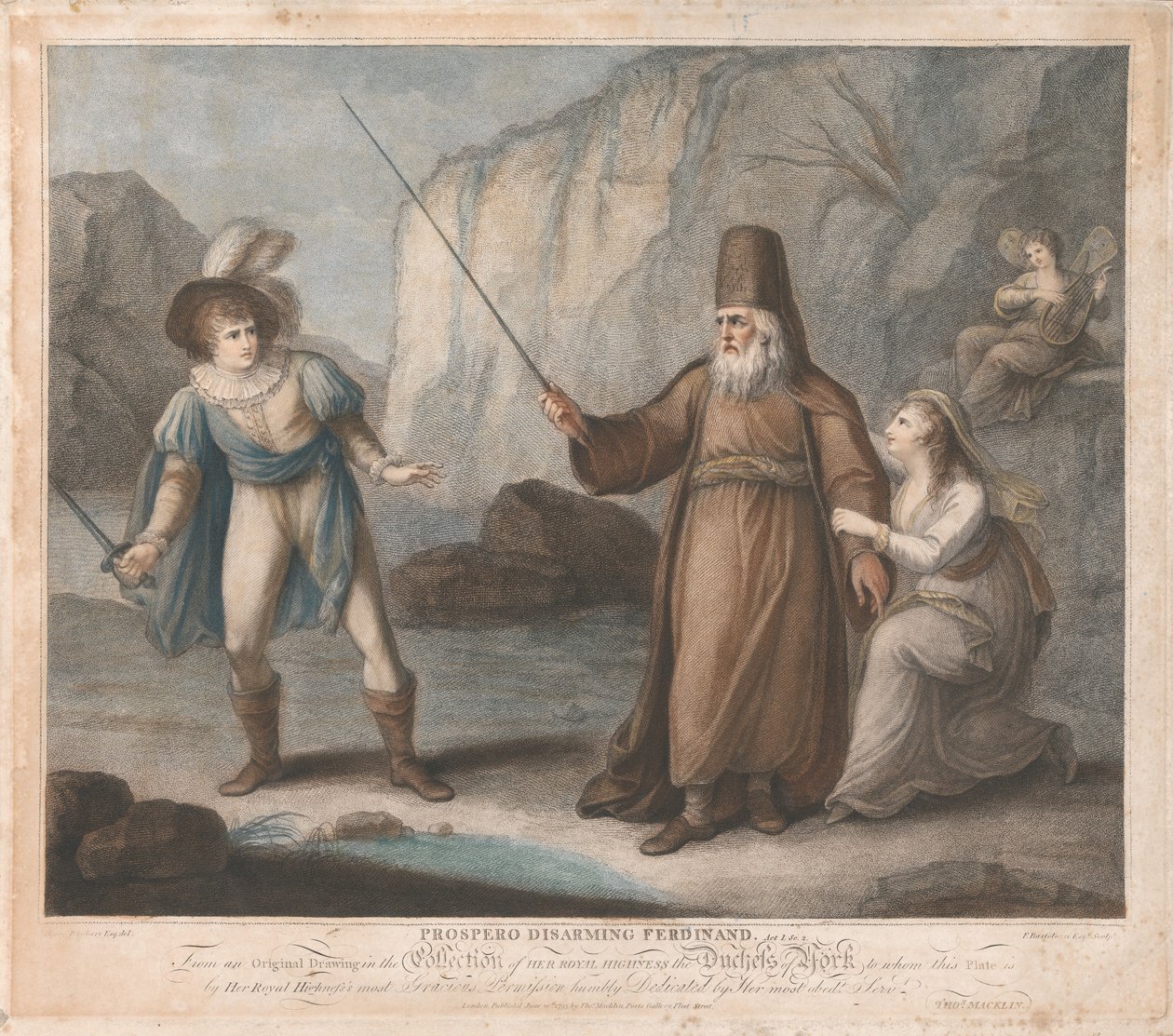 Prospero disarma Ferdinando, Atto I, Scena II da Francesco Bartolozzi