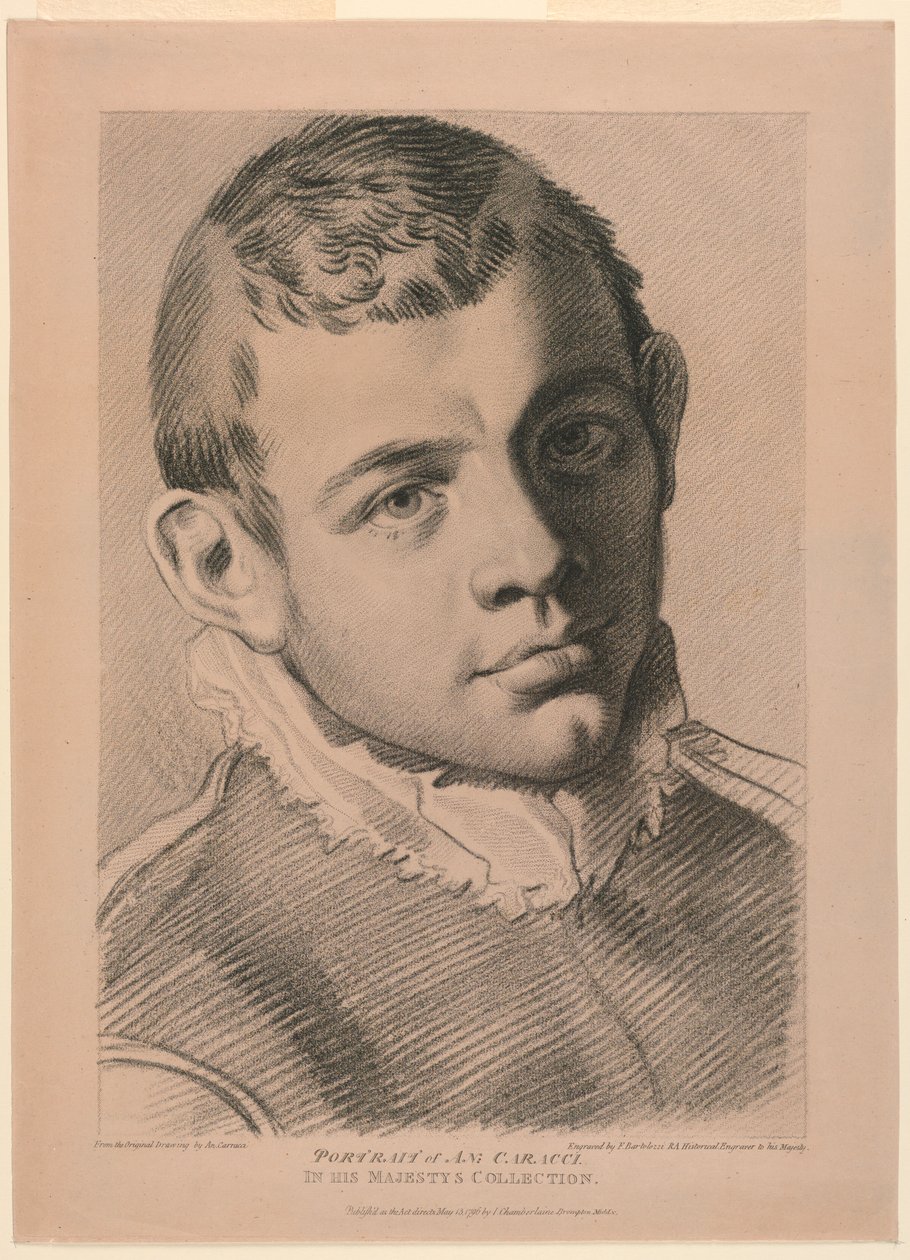 Autoritratto di A. N. Carracci da Francesco Bartolozzi