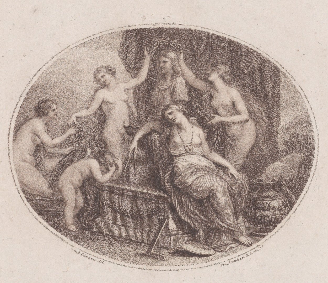 Le Grazie incoronano il busto di Raffaello, 28 luglio 1788 da Francesco Bartolozzi
