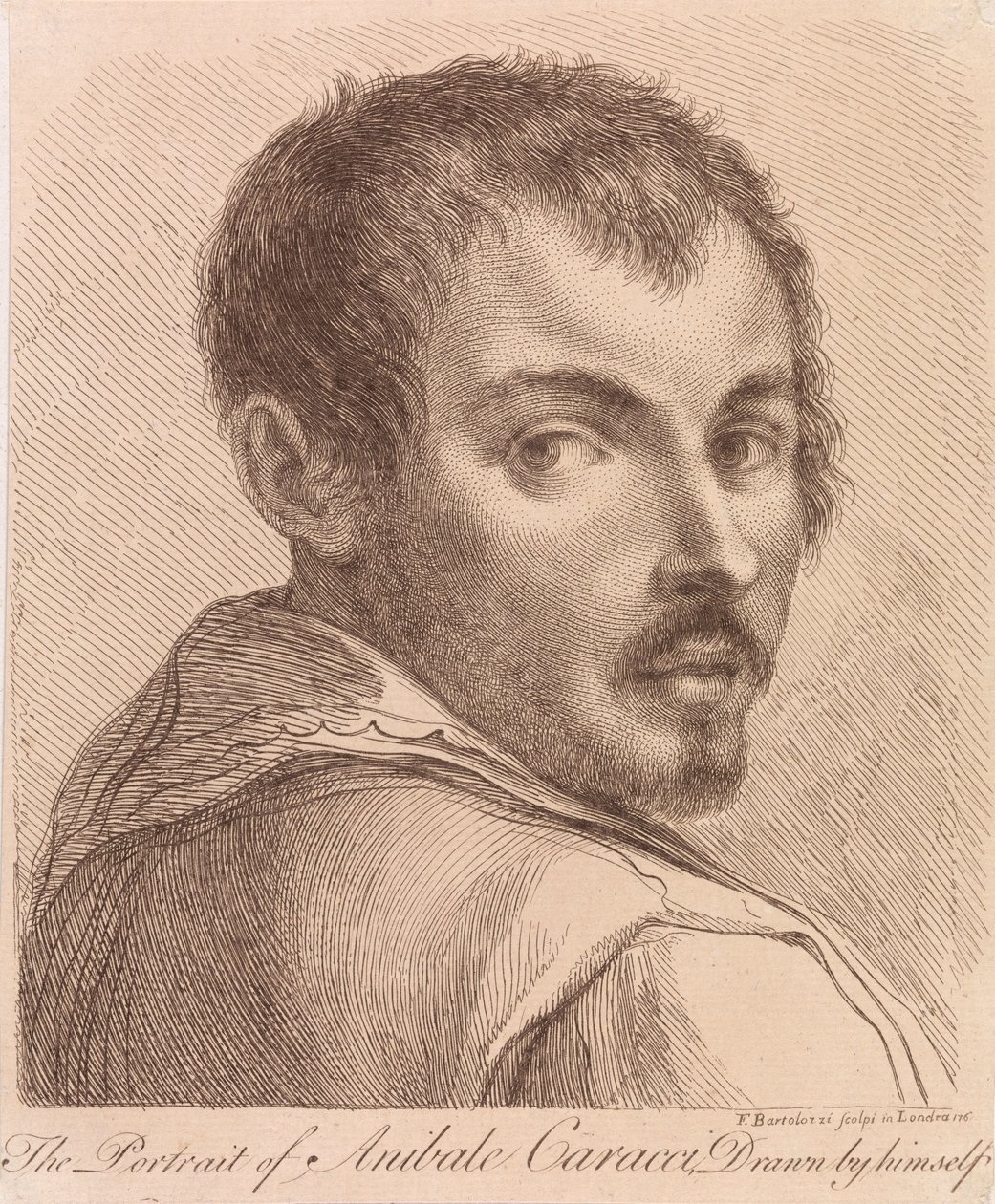 Il ritratto di Anibale Caracci realizzato da lui stesso da Francesco Bartolozzi