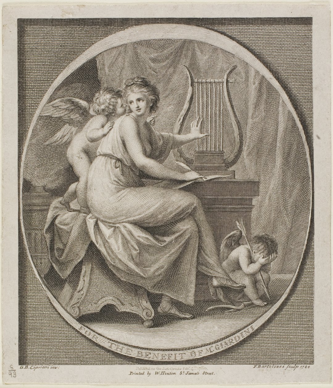 Biglietto per il beneficio di M. Gardini da Francesco Bartolozzi