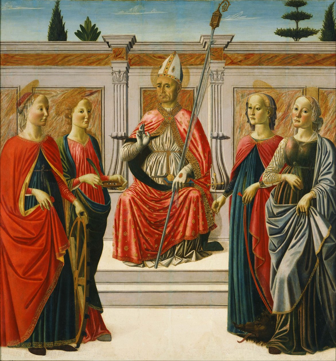 San Nicola e Santa Caterina, Santa Lucia, Santa Margherita e Santa Apollonia. da Francesco Botticini