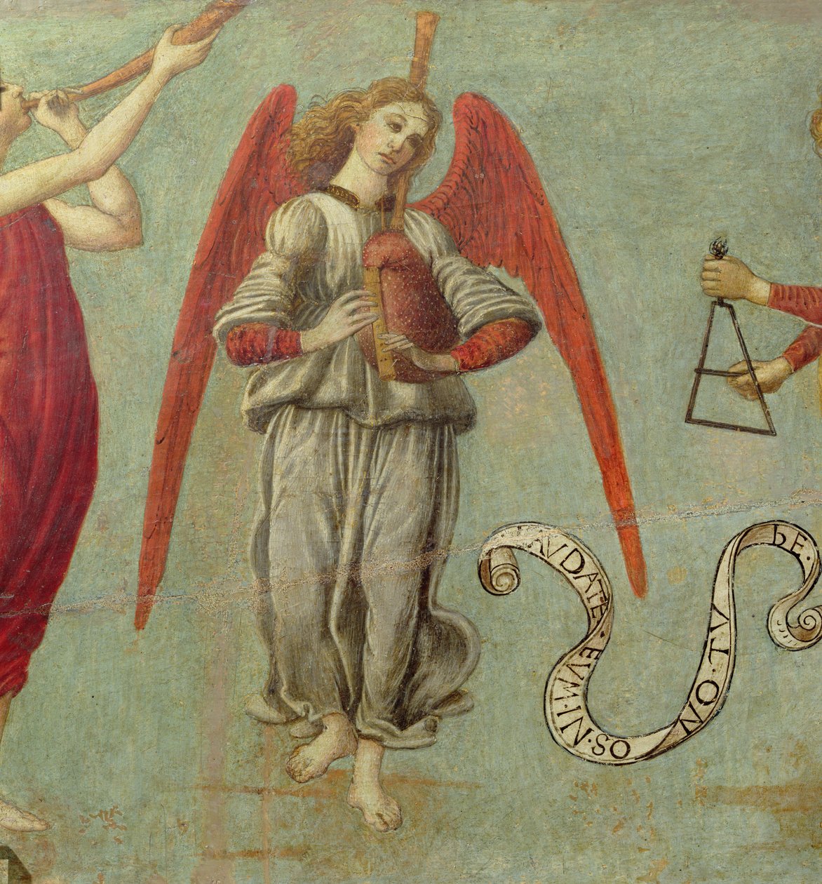 Angelo che suona la cornamusa (dettaglio) da Francesco Botticini