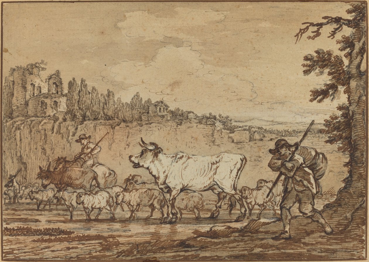 Pastore che attraversa un fiume da Francesco Casanova