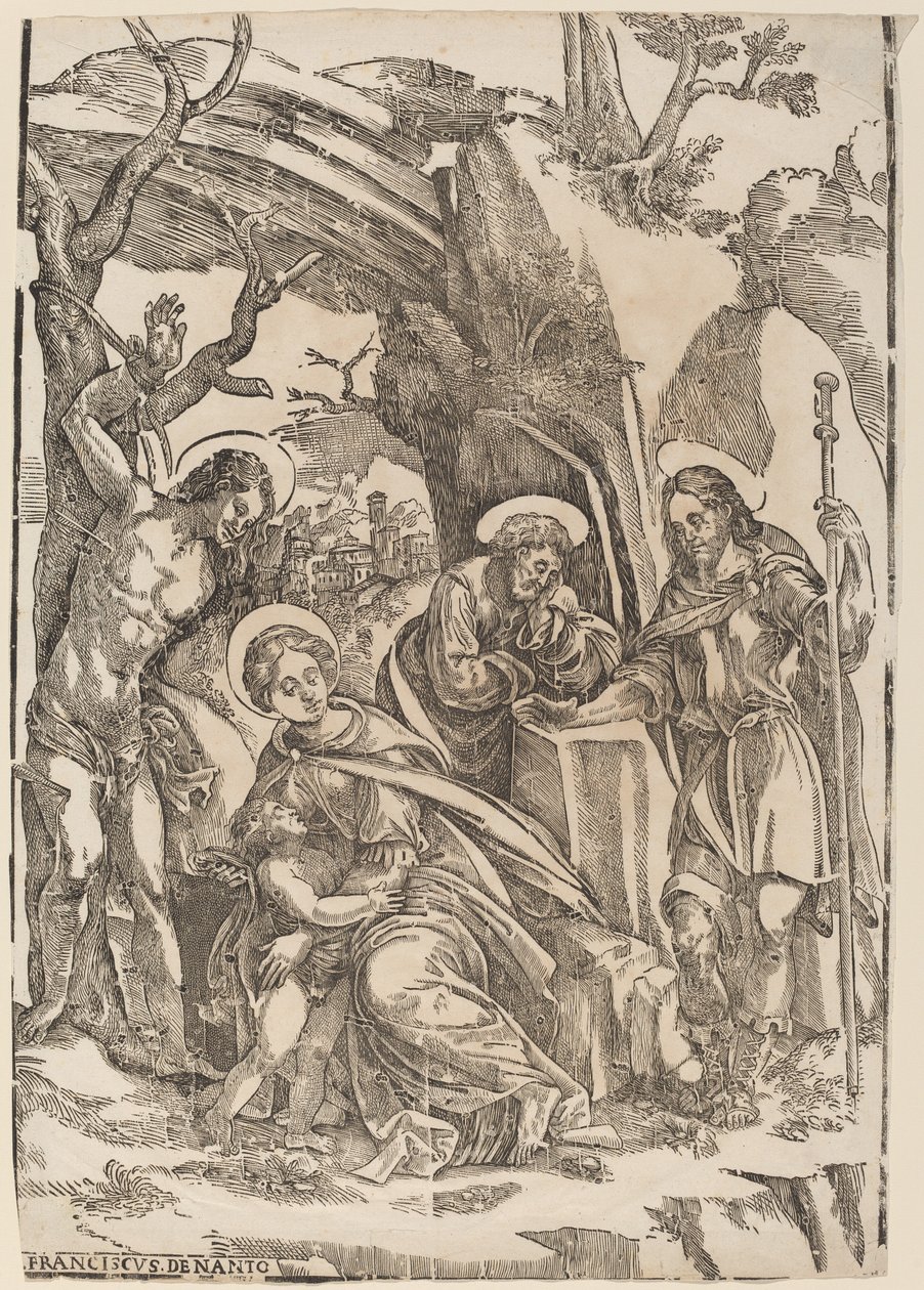 La Sacra Famiglia con San Sebastiano e San Rocco da Francesco Denanto
