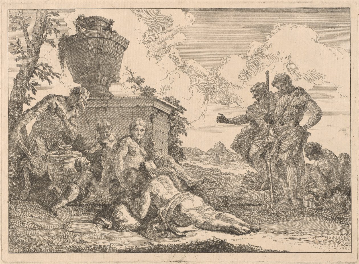 Un Satiro con un Bastone e Altre Sette Figure da Francesco Fontebasso