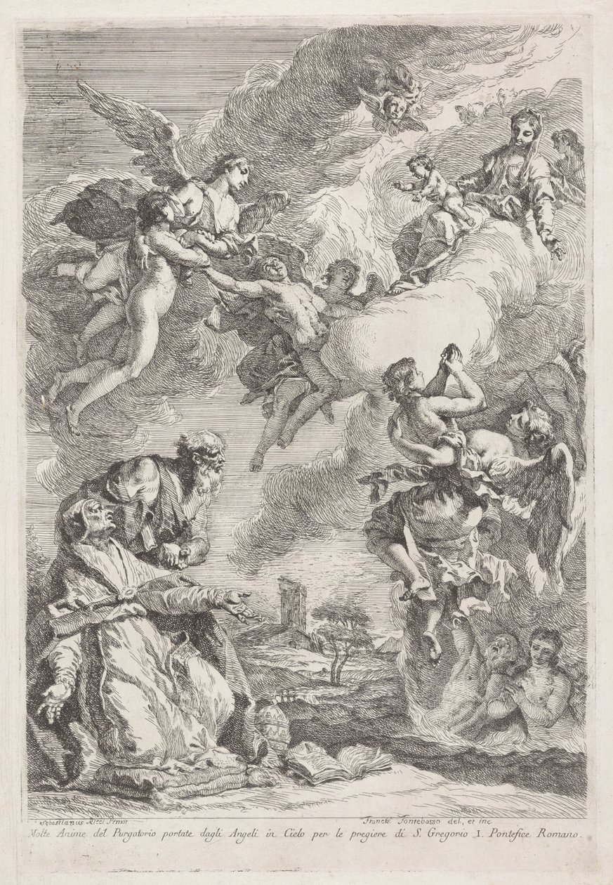 San Gregorio Magno e San Girolamo pregano per le anime del purgatorio da Francesco Fontebasso