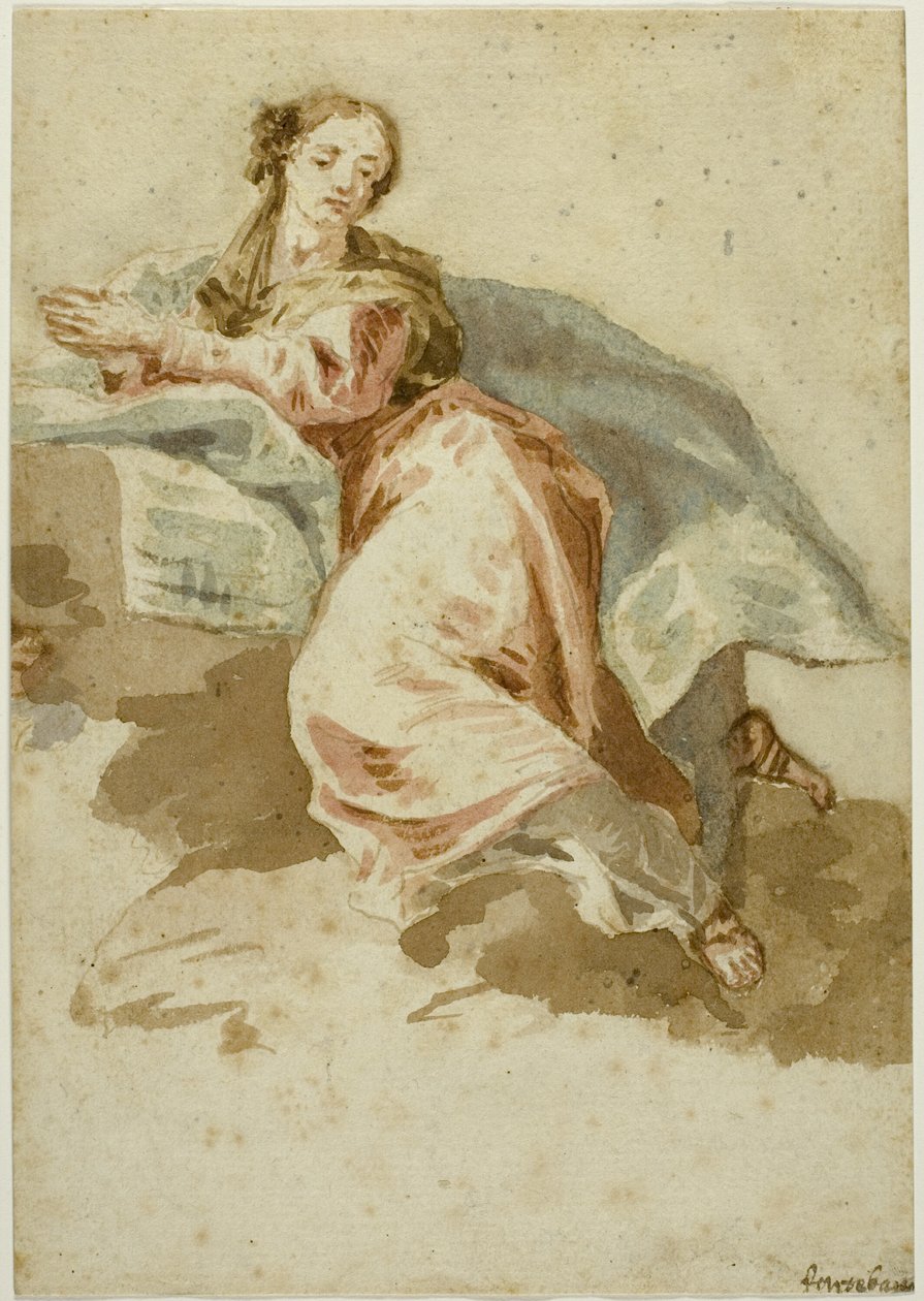 Figura Femminile Drappeggiata in Preghiera da Francesco Fontebasso