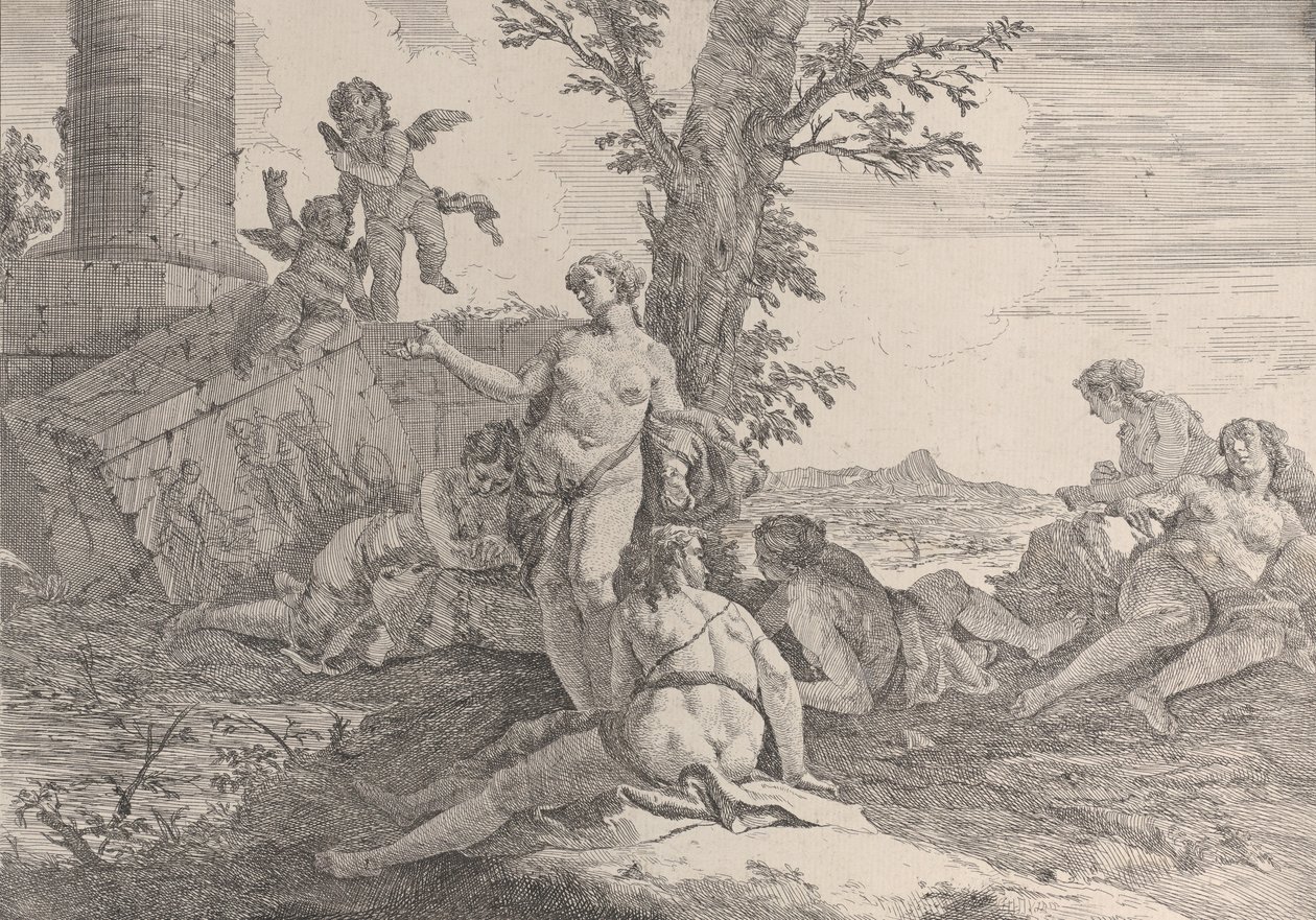 Sei ninfe e due putti, da Baccanali e Storie, 1744 da Francesco Fontebasso