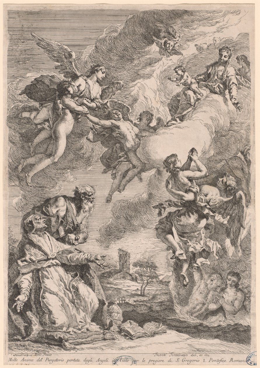 Papa Gregorio Magno e San Vitale che intercedono per le anime in purgatorio da Francesco Fontebasso, after Sebastiano Ricci