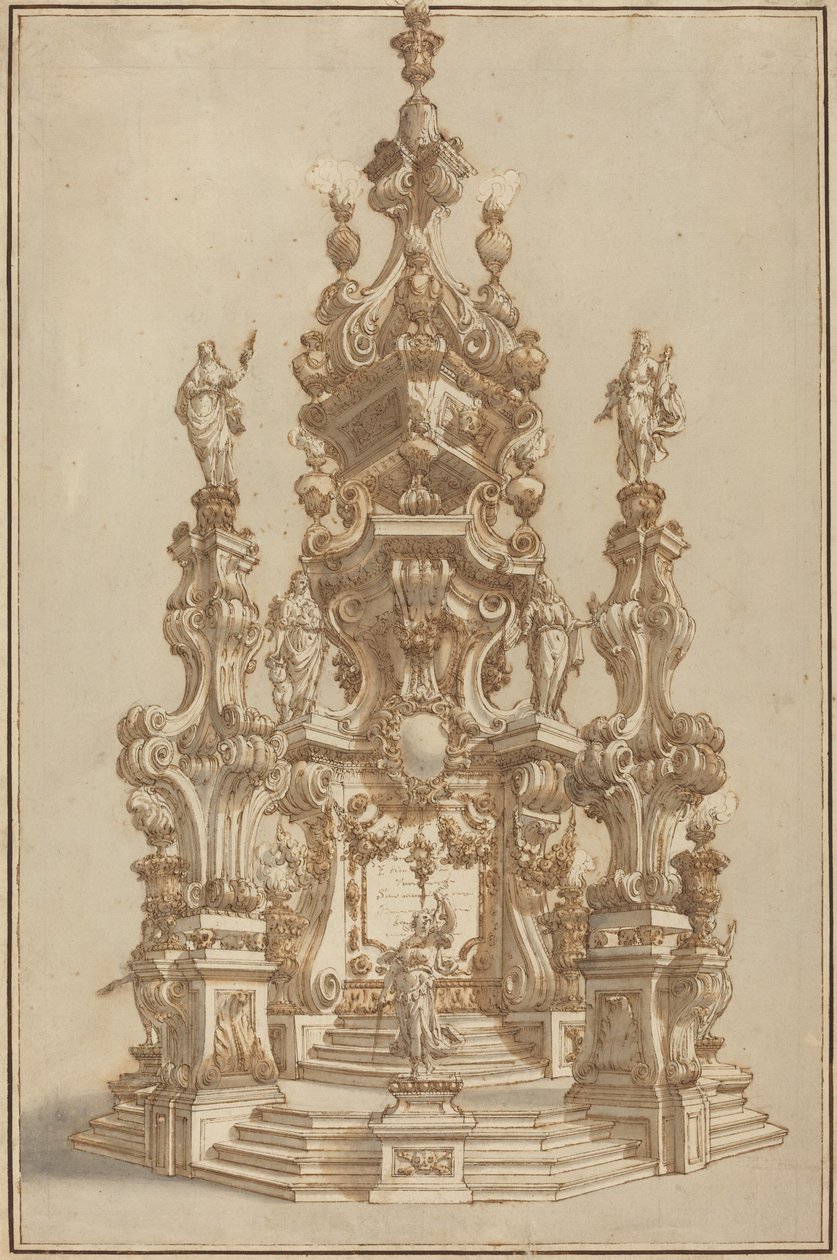 Magnifico catafalco per un nobile defunto da Francesco Galli Bibiena