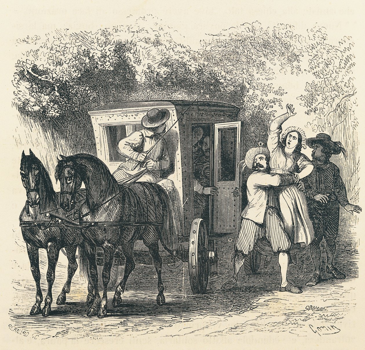 Rapimento di Lucia, episodio da I Promessi Sposi, di Alessandro Manzoni, illustrazione di Francesco Gonin per l