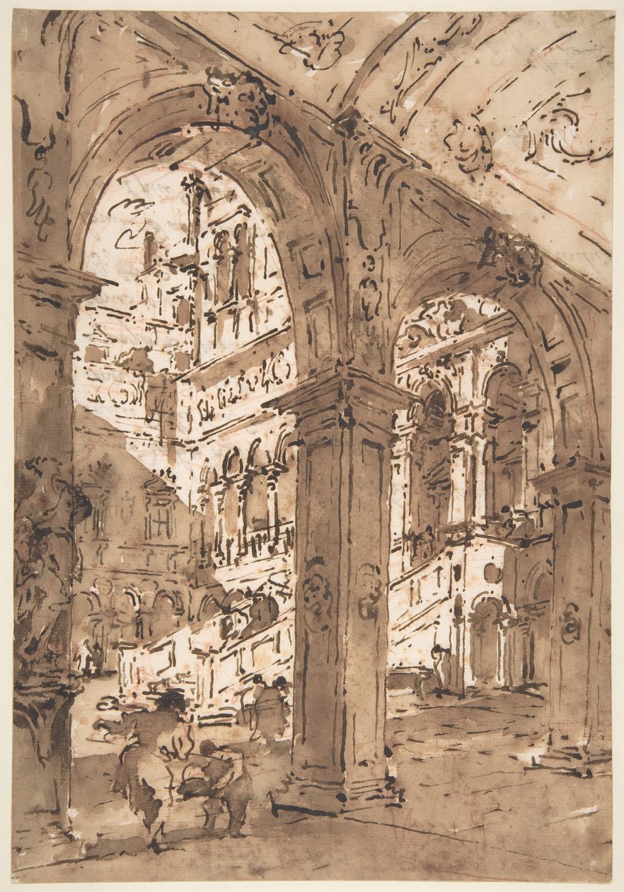 Capriccio architettonico: cortile di un palazzo da Francesco Guardi