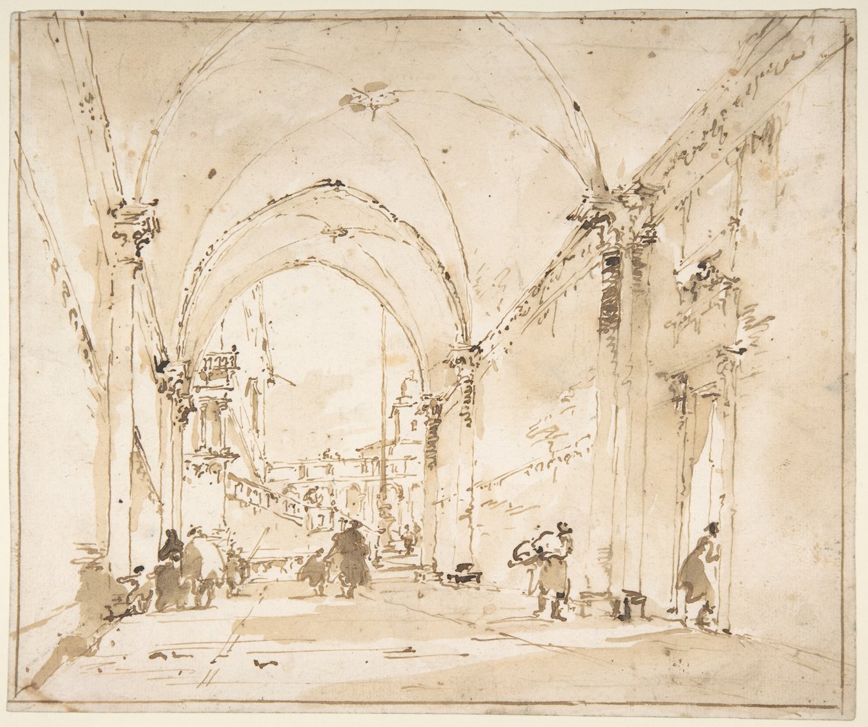 Capriccio architettonico: passaggio a volta che conduce a una piazza da Francesco Guardi