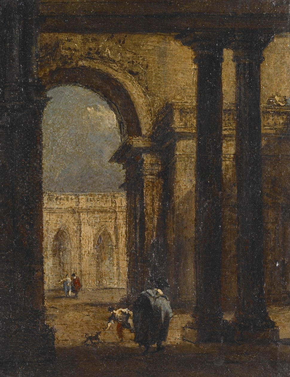 Capriccio: un cortile di palazzo da Francesco Guardi