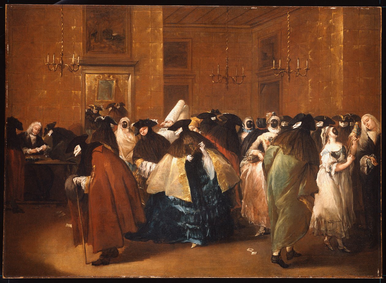 Signore e signori in costume di carnevale al Ridotto, Venezia da Francesco Guardi