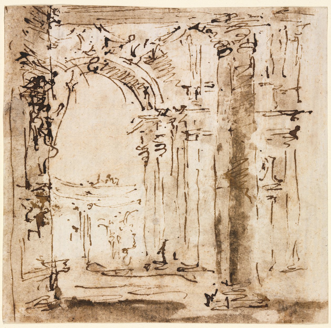 Coppia di disegni: Schizzo del labirinto della Villa Pisani e Piazza San Marco..., 1773-1778 da Francesco Guardi
