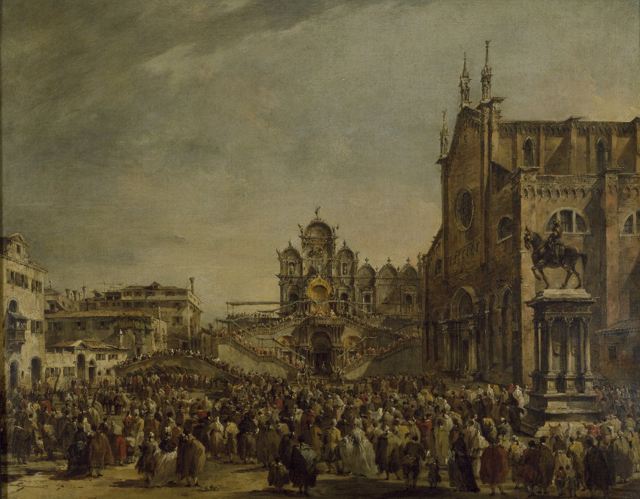 Papa Pio VI benedice la moltitudine sul Campo SS. Giovanni e Paolo, XVIII secolo da Francesco Guardi