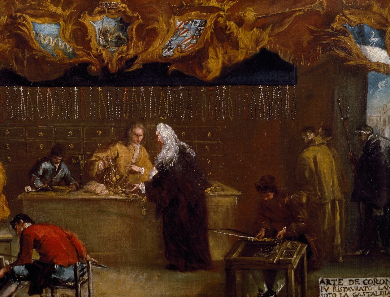 Insegna della Corporazione dei Coroneri (fabbricanti di rosari) a Venezia da Francesco Guardi