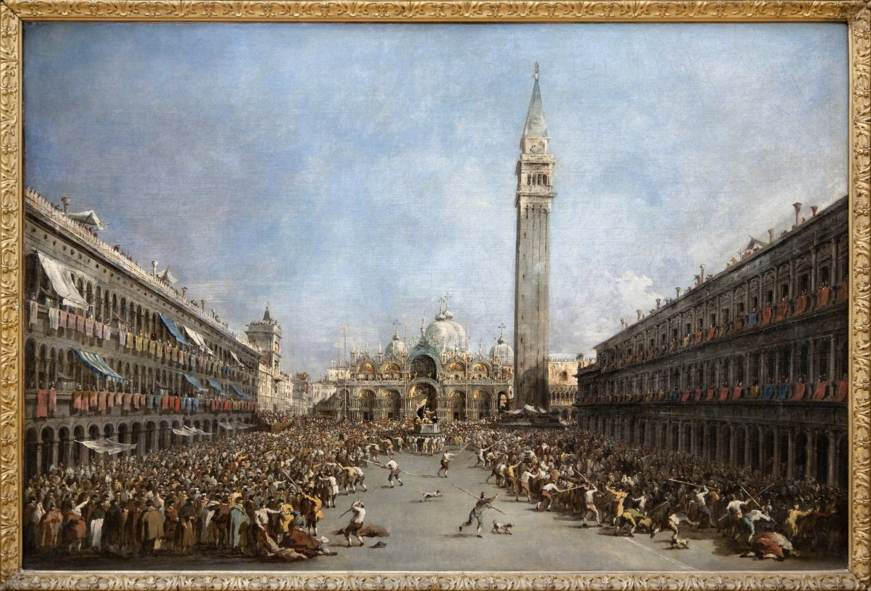 Il Doge di Venezia portato dai gondolieri dopo la sua elezione a Piazza San Marco, dipinto di Francesco Guardi da Francesco Guardi