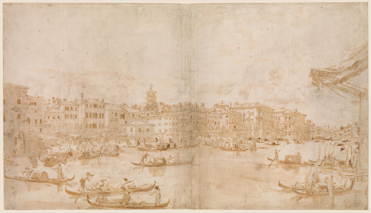 Il Canal Grande sopra il Rialto (recto); Un sacerdote celebra la messa e san Vincenzo Ferrer predica (verso) da Francesco Guardi