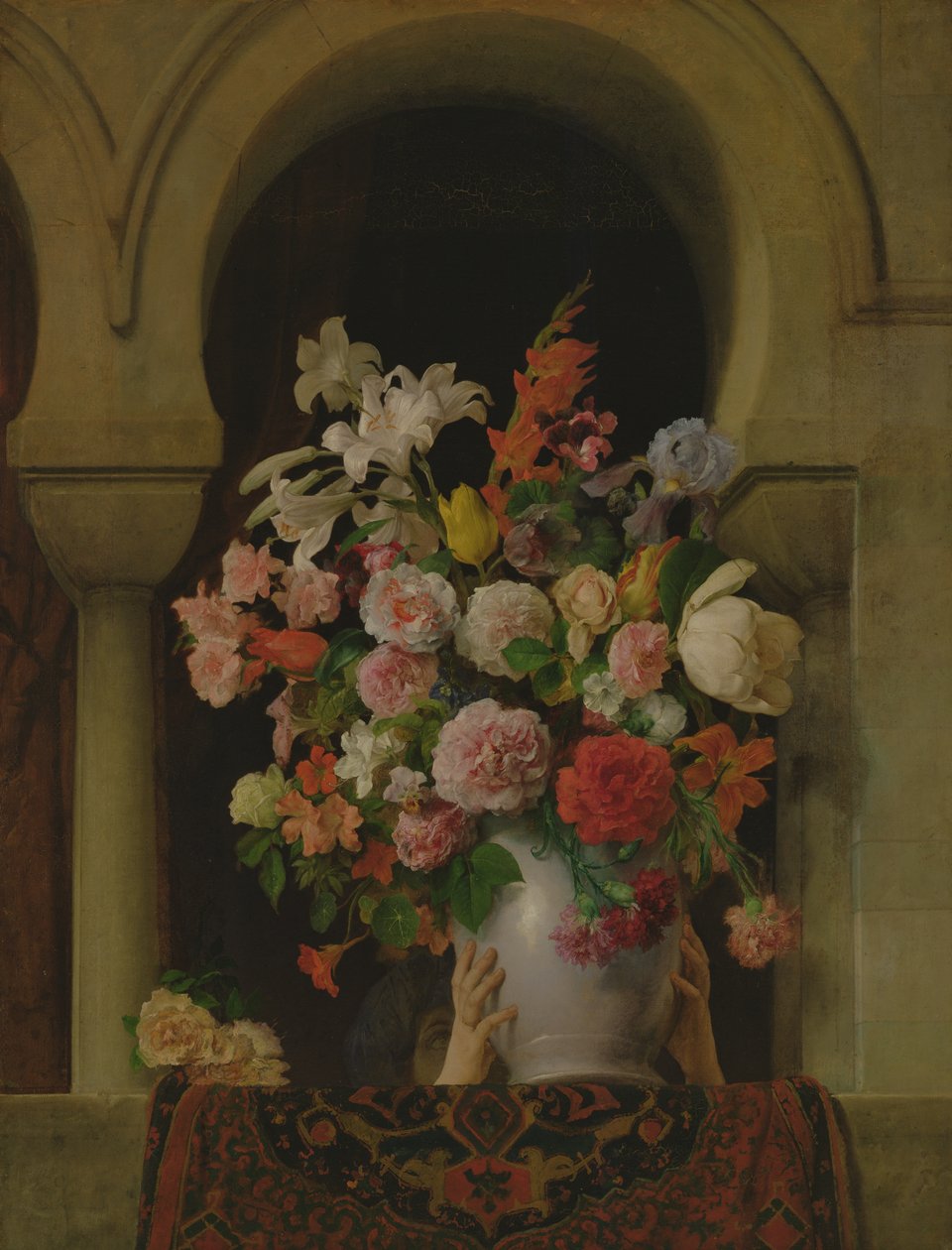 Un vaso di fiori sulla finestra di un harem da Francesco Hayez