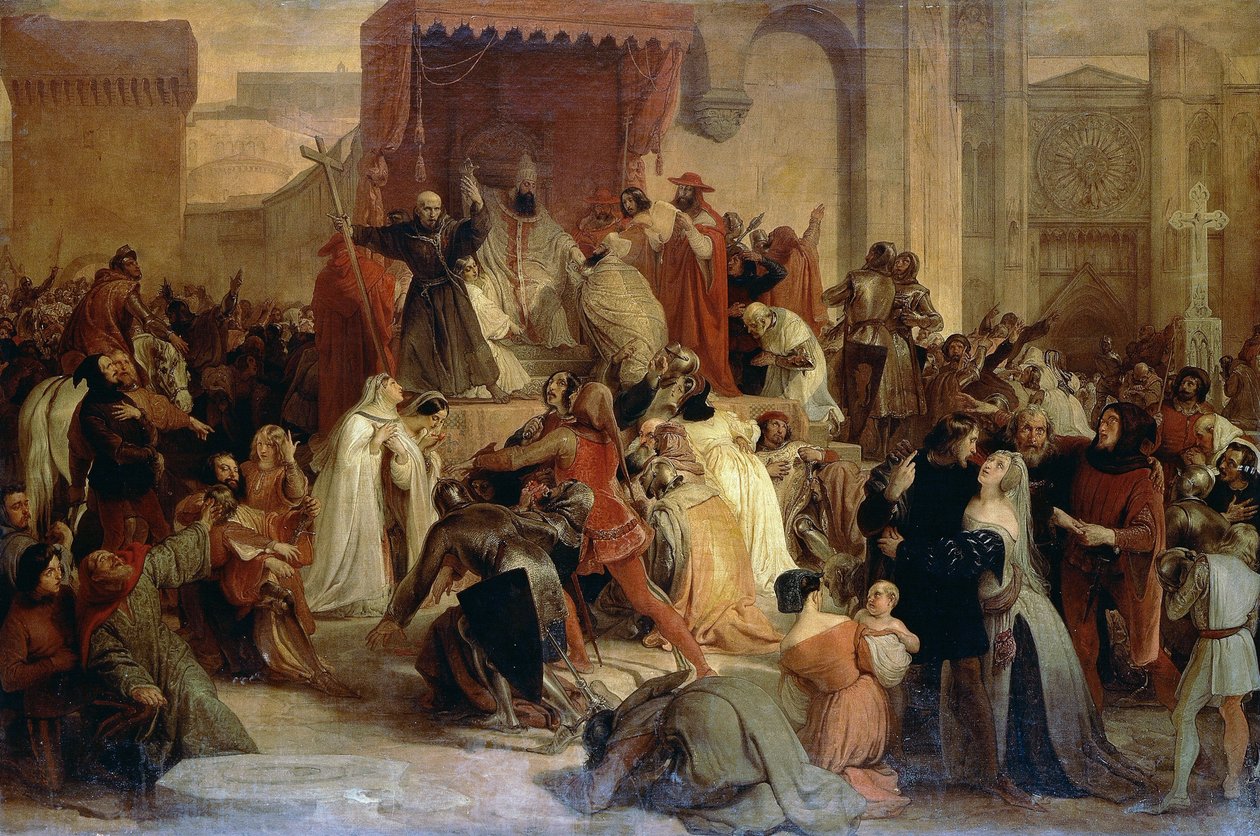 Papa Urbano II predica la Prima Crociata nella piazza di Clermont da Francesco Hayez