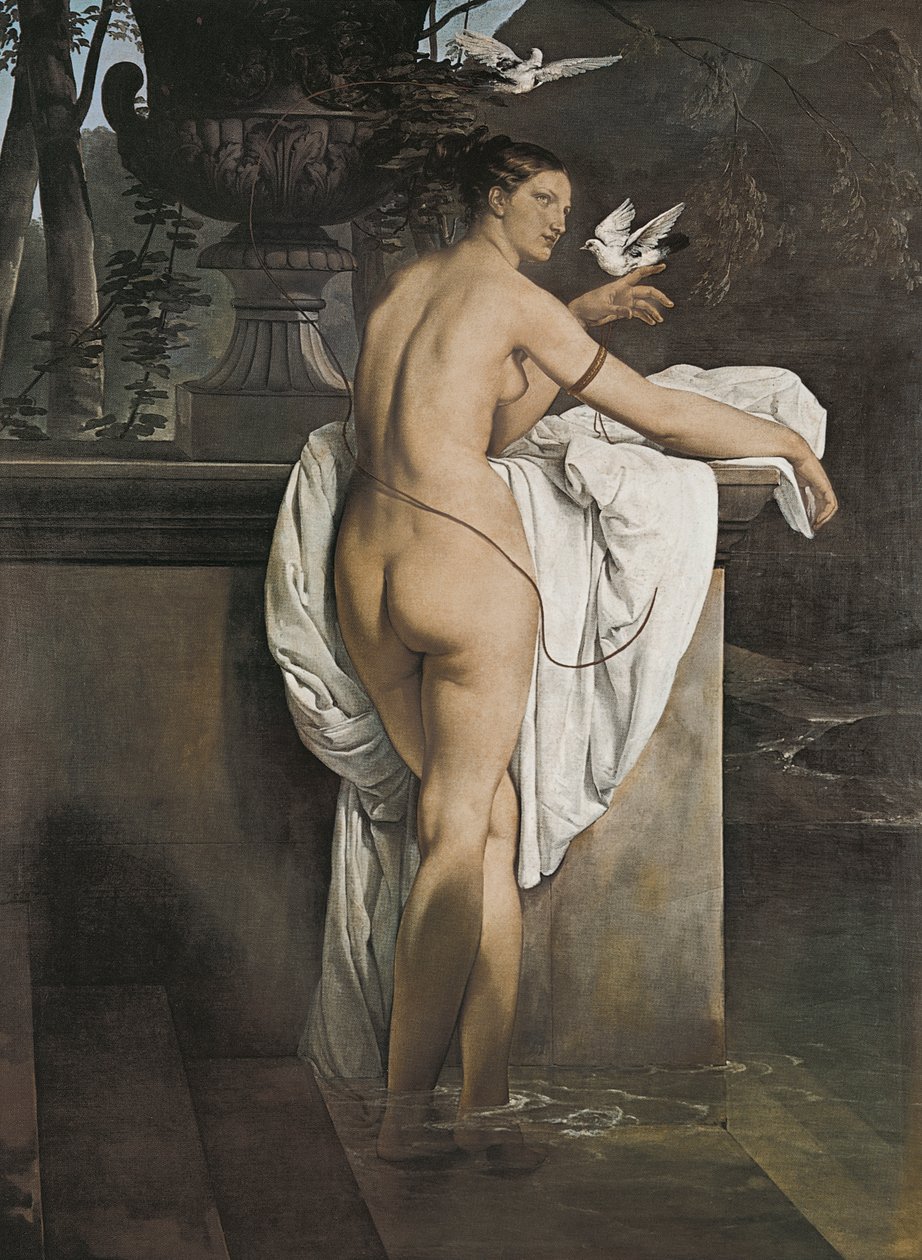 Ritratto della ballerina Carlotta Chabert che gioca con le colombe da Francesco Hayez