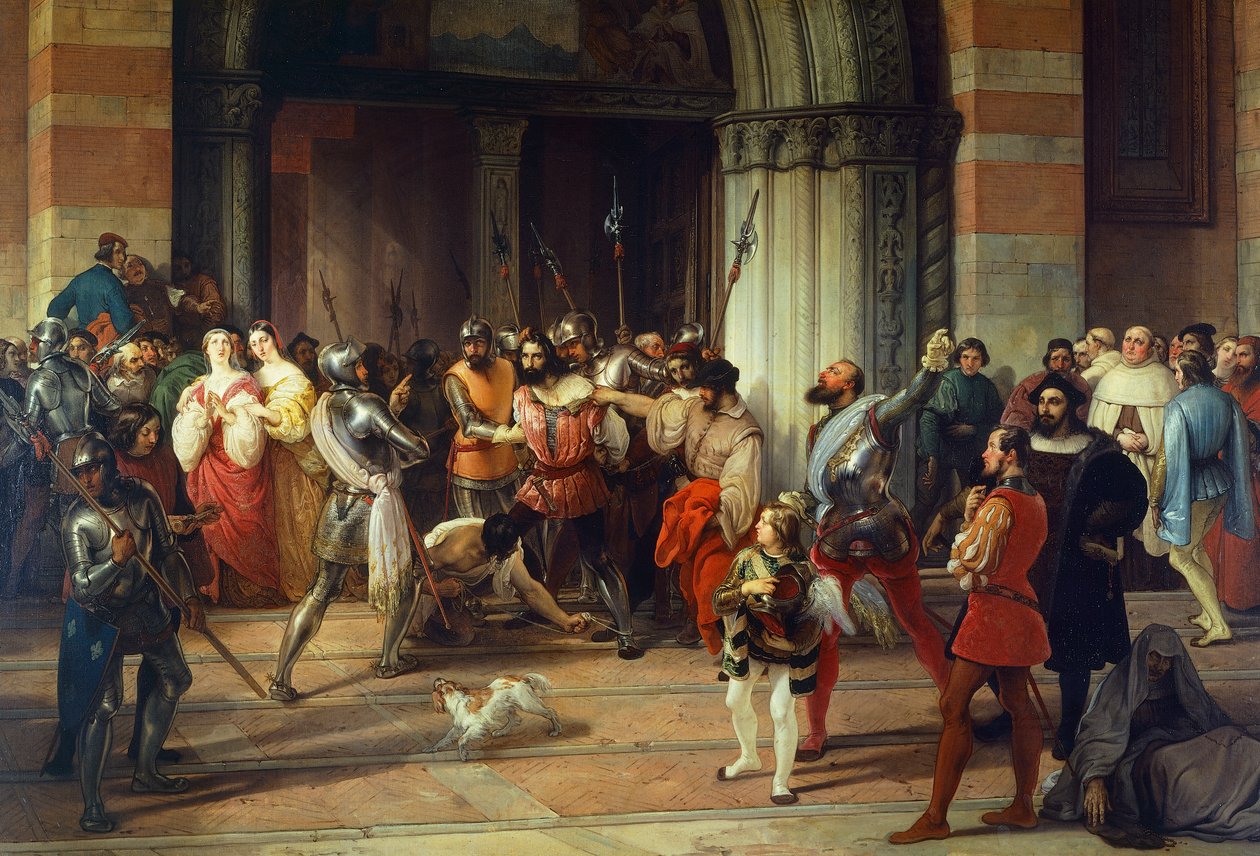 Ventura Fenaroli arrestato nella Chiesa del Carmine a Brescia dai francesi, di Francesco Hayez da Francesco Hayez