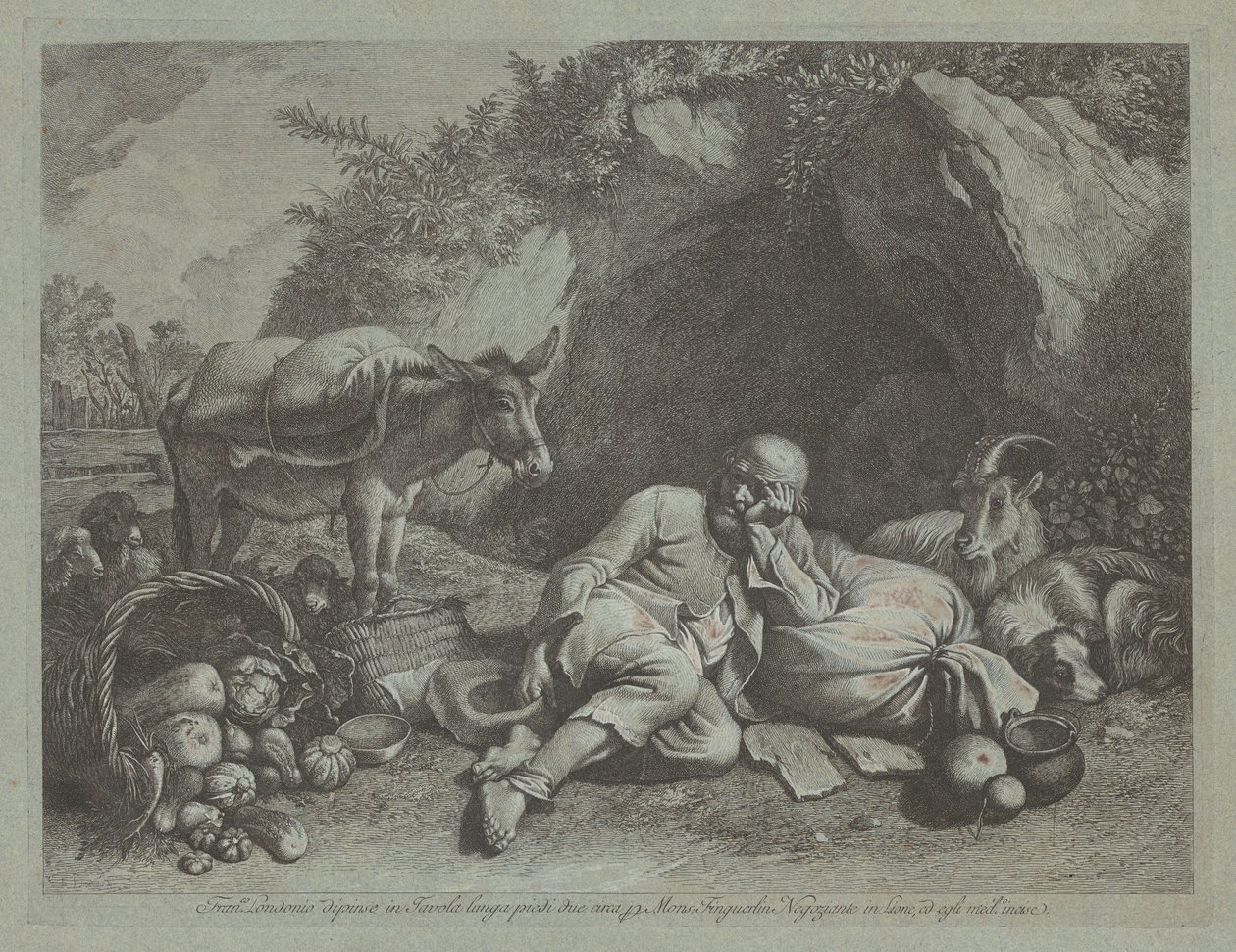 Vecchio uomo appoggiato a un sacco, probabilmente dopo il 1767 da Francesco Londonio