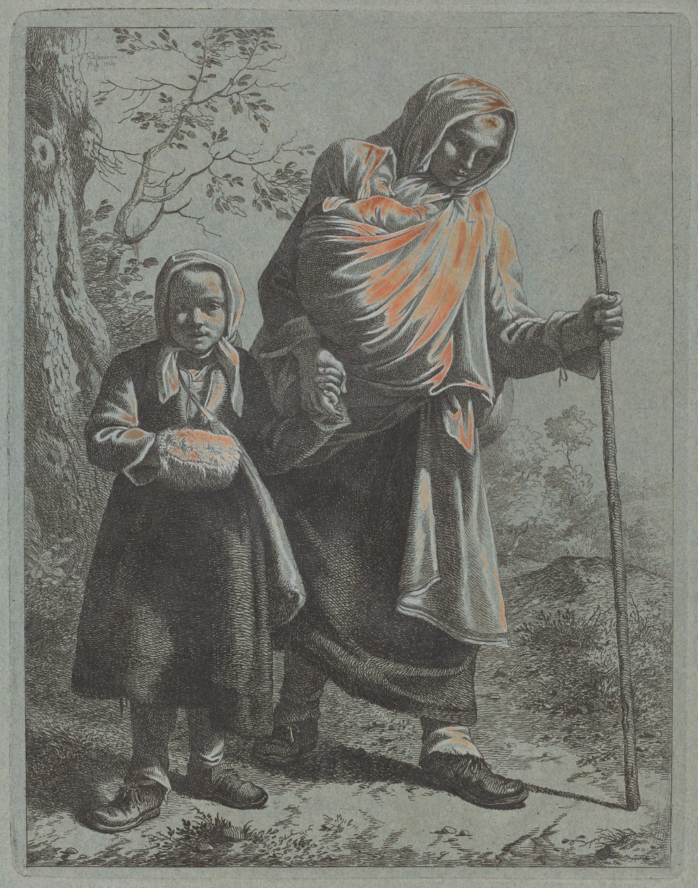 Contadina con bambino e bambina, 1760-1764 da Francesco Londonio
