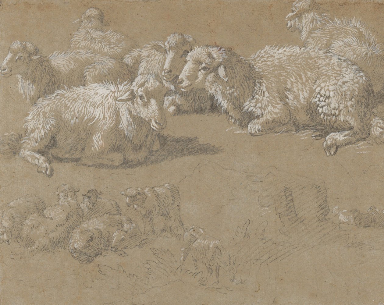 Pecora sdraiata in un paesaggio, 1759-82 da Francesco Londonio