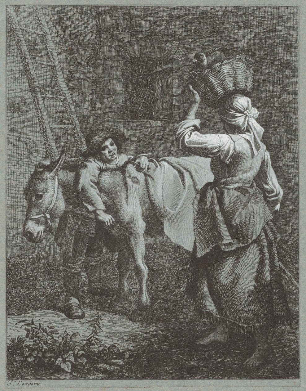 Ragazzo pastore che parla con una ragazza di fattoria, 1764 da Francesco Londonio