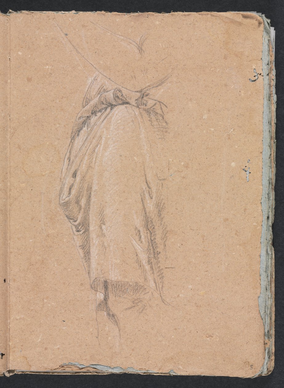 Taccuino di Verona: Studio di drappeggio con gomito pagina 5, 1760 da Francesco Lorenzi