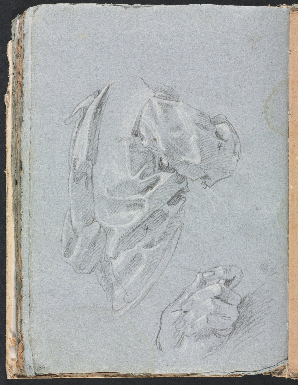 Verona Sketchbook: Studio di drappeggio con mano sinistra (pagina 86) da Francesco Lorenzi